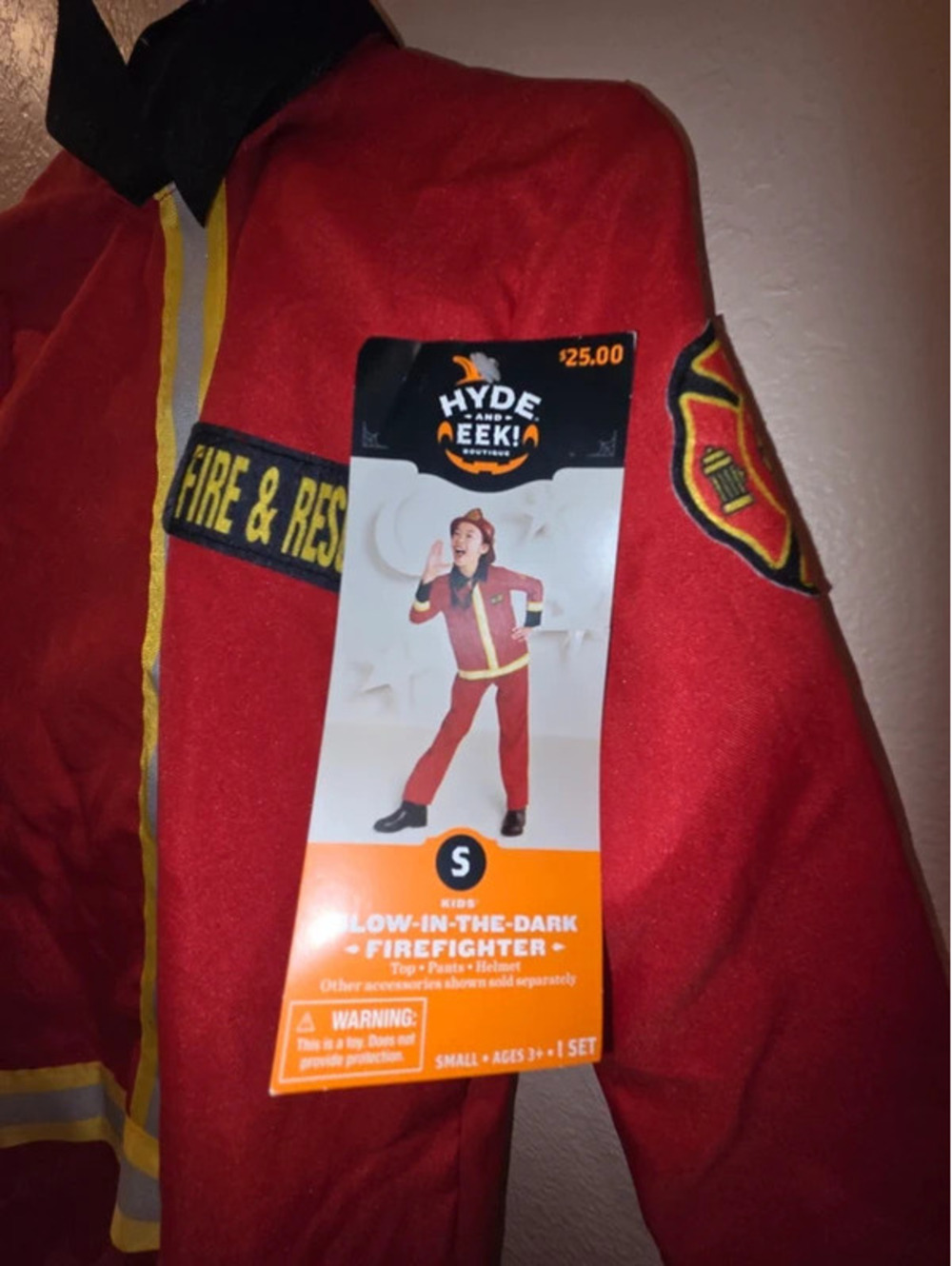 Fire & rescue costume glow in the dark size s